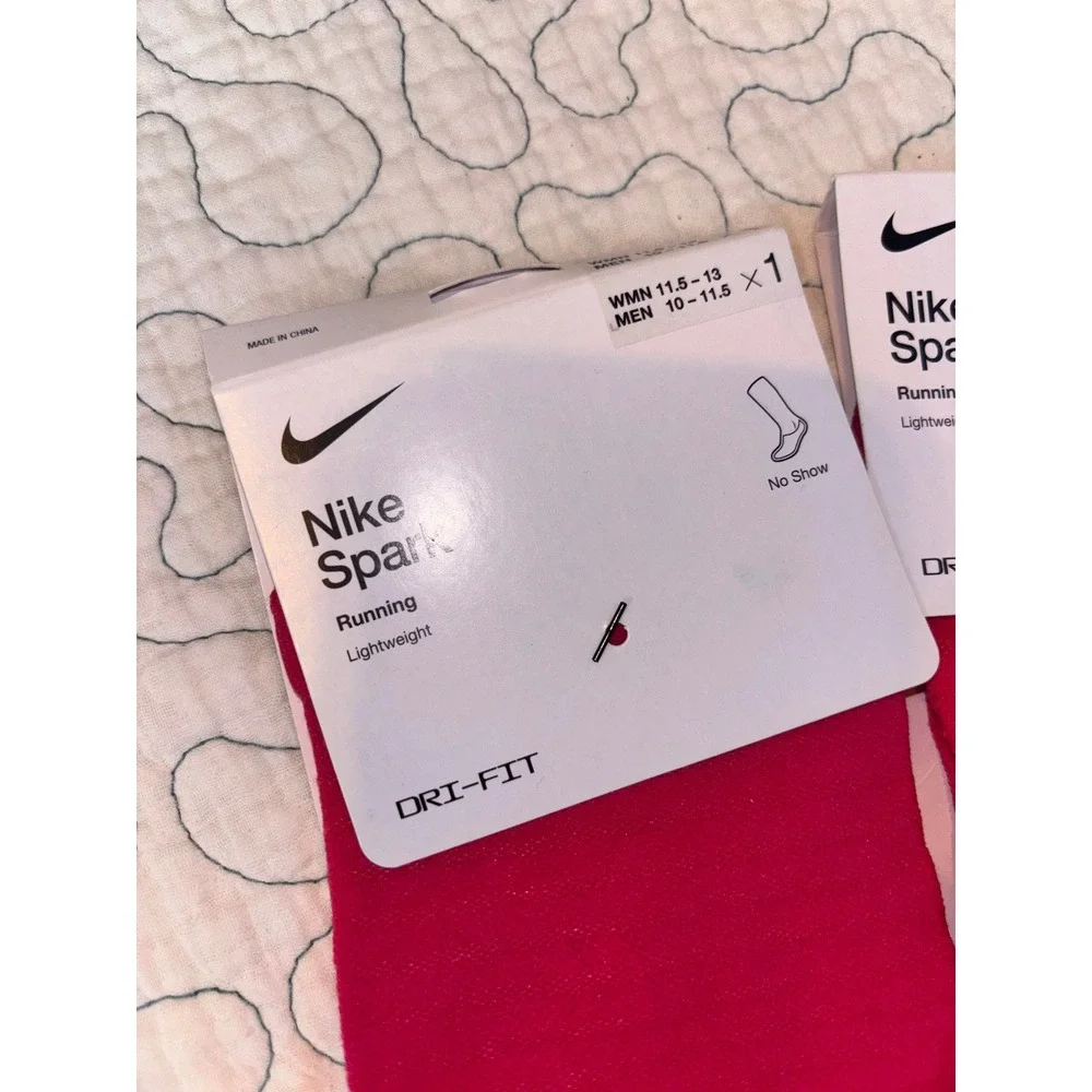 Nike Spark Running Lightweight No Show Socks Pink Dri-FIT 2 Pairs W 11.5-13